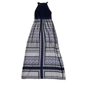 Vince Camuto Women's Blue And White Halter Maxi Sleeveless Dress Size 4 Classy‎